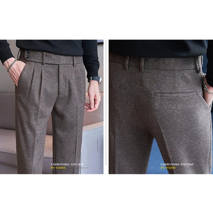 Men's Fall/Winter Wool Fabric Casual Suit Pants, Black, Coffee Available, Size 28-36