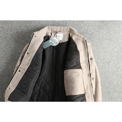 Thick woolen fabric American trendy men's jacket autumn and winter quilted cotton warm workwear cotton coat jacket top