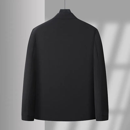 2026 Men's Black Long-sleeve Jacket with A Turn-down Collar, Suitable for Business/casual/executive Wear, Blue and Khaki Coat.