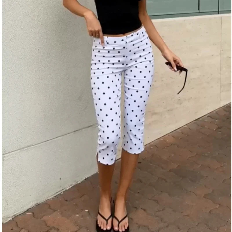 Fashion Women Side Slit Capri Pants Stretchy Slim Fit Capris Yoga Leggings 3/4 Length Trousers Going Out Cropped Pants