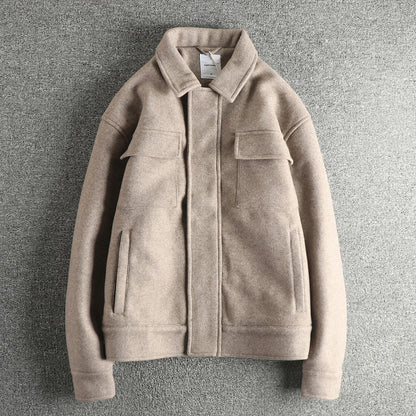 Thick woolen fabric American trendy men's jacket autumn and winter quilted cotton warm workwear cotton coat jacket top