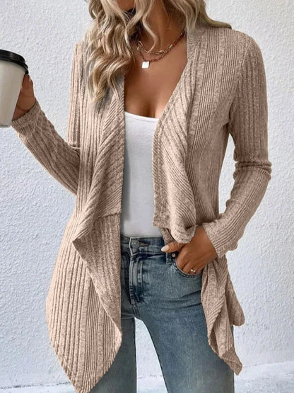 2025 Autumn/Winter New Women's Cardigan Top Solid Color Casual Fashionable Loose Long Sleeve Knitted Sweater Jacket