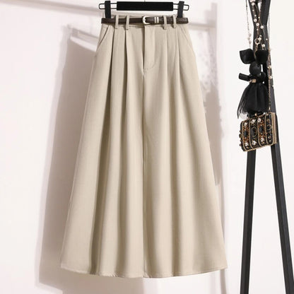 2026 Korean High Waisted Suit Pleated Skirt Plus Size Skirts for Women Spring Elegant Solid Women's Wrap Umbrella Skirts