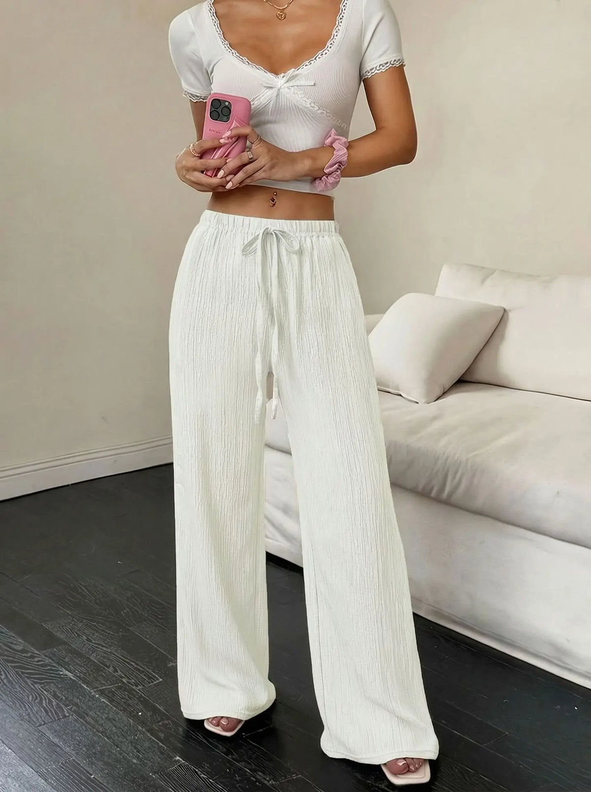 Elegant Women's Casual Versatile Solid-Color Wide-Leg Pants