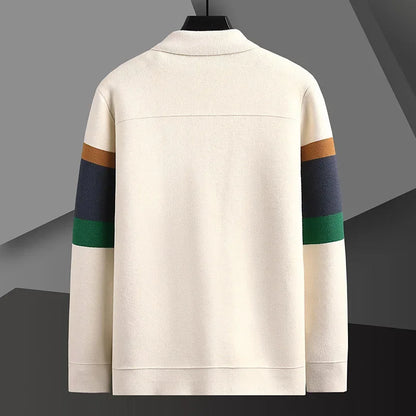 2024 Autumn Winter New Fashion Knitted Cardigan Coat Men's Matching Color Casual Loose Sweater Warm Coats Plus Size  5XL-M