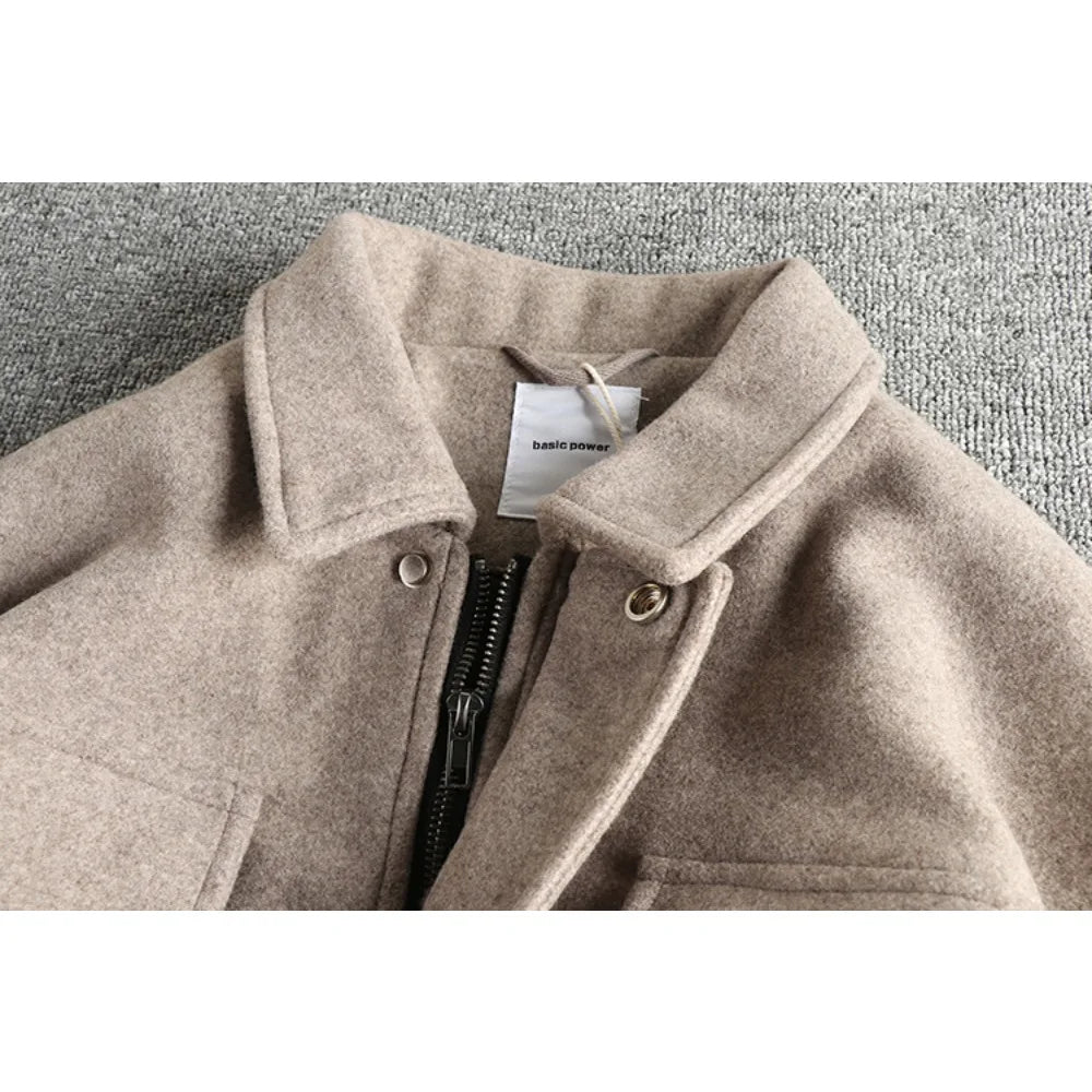 Thick woolen fabric American trendy men's jacket autumn and winter quilted cotton warm workwear cotton coat jacket top