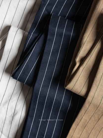 Rugged Bronson Vintage Coke Stripe Delivery Pants Men Herringbone Twill Loose Fit Workwear Trousers High Waist Straight Leg