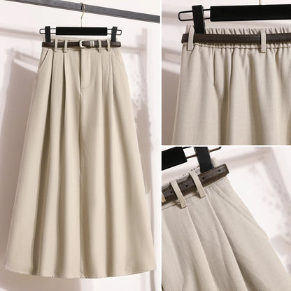 2026 Korean High Waisted Suit Pleated Skirt Plus Size Skirts for Women Spring Elegant Solid Women's Wrap Umbrella Skirts