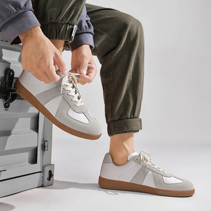 Leisure Walk Tenis Masculino Trainers Fashion Leather Men's Casual Shoes Lace Up  Simple Vulcanize Shoes Outdoor Male Sneakers