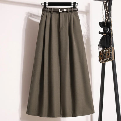 2026 Korean High Waisted Suit Pleated Skirt Plus Size Skirts for Women Spring Elegant Solid Women's Wrap Umbrella Skirts