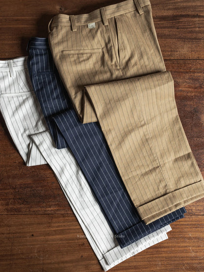 Rugged Bronson Vintage Coke Stripe Delivery Pants Men Herringbone Twill Loose Fit Workwear Trousers High Waist Straight Leg