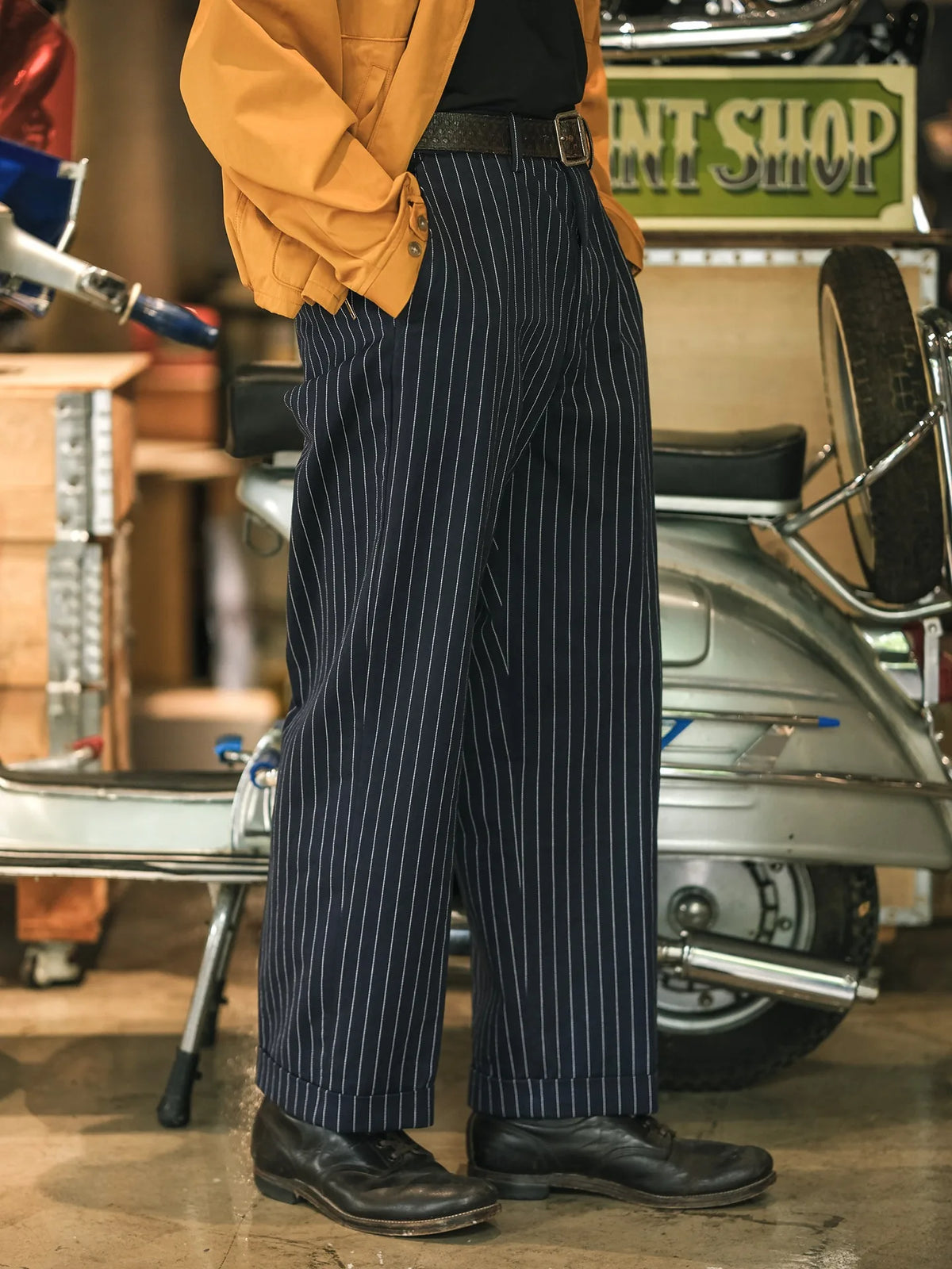 Rugged Bronson Vintage Coke Stripe Delivery Pants Men Herringbone Twill Loose Fit Workwear Trousers High Waist Straight Leg