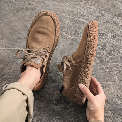 Men's Suede Genuine Leather Casual Shoes Lace-up Men Light Comfortable Driving Flats Mens Outdoor Oxfords Shoe
