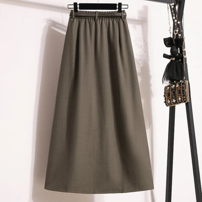 2026 Korean High Waisted Suit Pleated Skirt Plus Size Skirts for Women Spring Elegant Solid Women's Wrap Umbrella Skirts