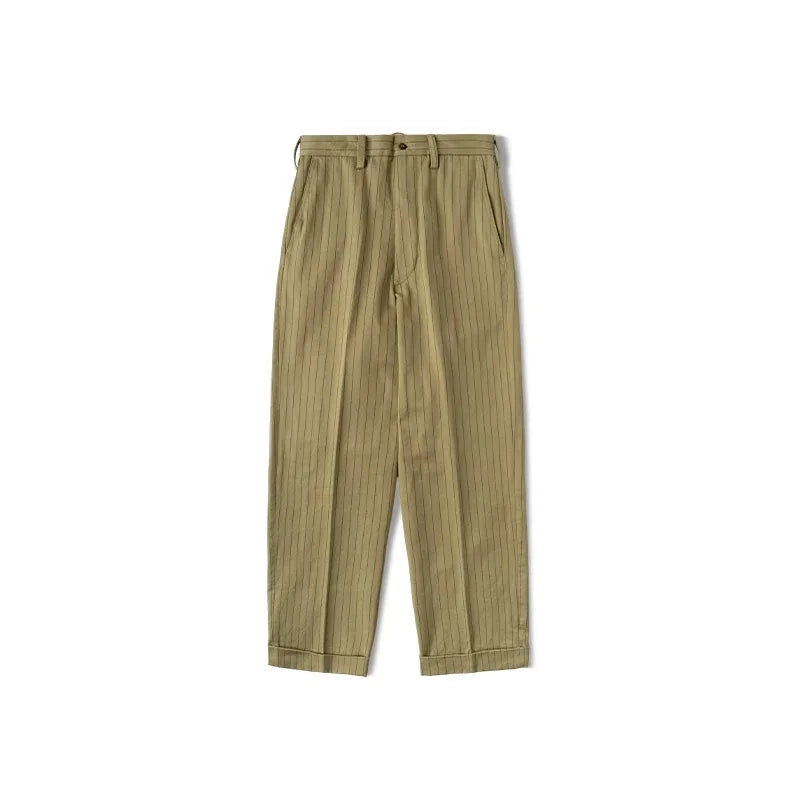 Rugged Bronson Vintage Coke Stripe Delivery Pants Men Herringbone Twill Loose Fit Workwear Trousers High Waist Straight Leg