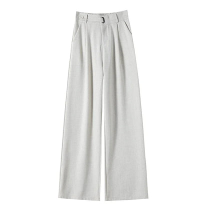 Seoulish Spring Summer Elegant Button Women's Wide Leg Pants 2025 New High Waist Solid Casual Loose Straight Trousers for Womens