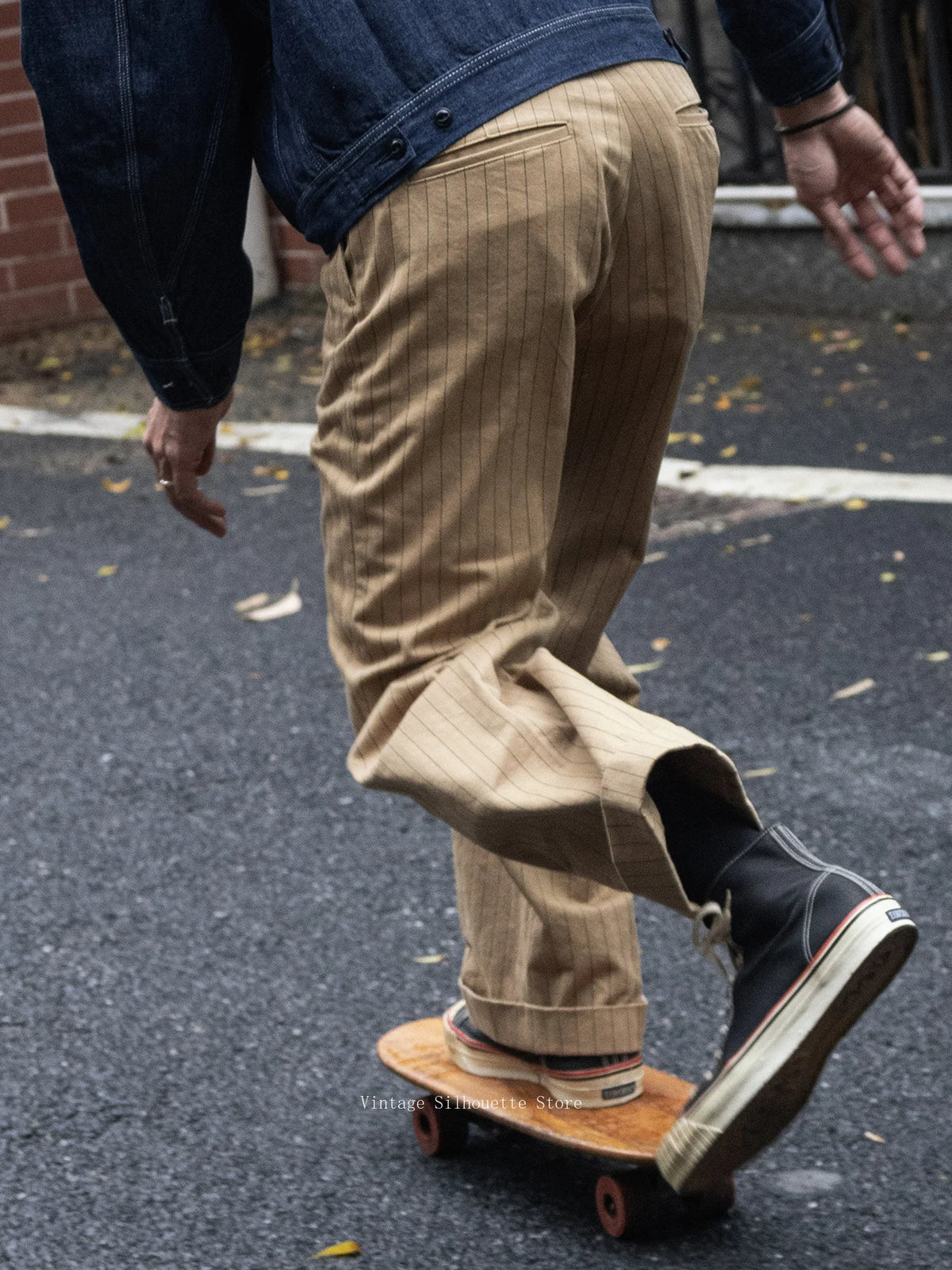 Rugged Bronson Vintage Coke Stripe Delivery Pants Men Herringbone Twill Loose Fit Workwear Trousers High Waist Straight Leg