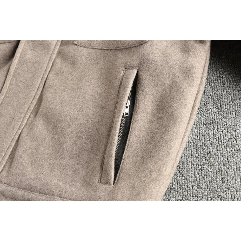 Thick woolen fabric American trendy men's jacket autumn and winter quilted cotton warm workwear cotton coat jacket top