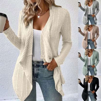 2025 Autumn/Winter New Women's Cardigan Top Solid Color Casual Fashionable Loose Long Sleeve Knitted Sweater Jacket